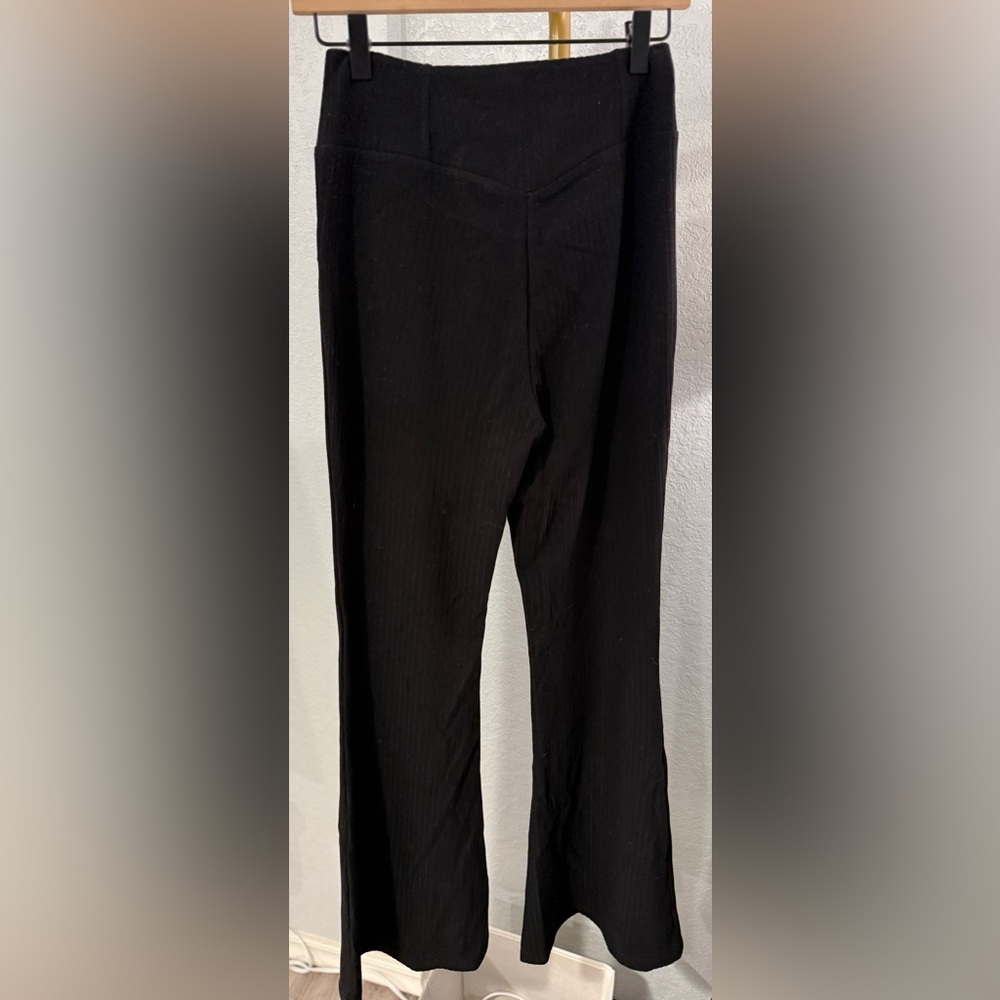 Halara Ribbed Knit High Waisted Crossover Flare Pants Tummy Control NWT - Picture 7 of 16